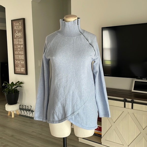 Soft Surroundings Sweater Women Small Knit Ice Blue Asymmetric Detail - Picture 3 of 10